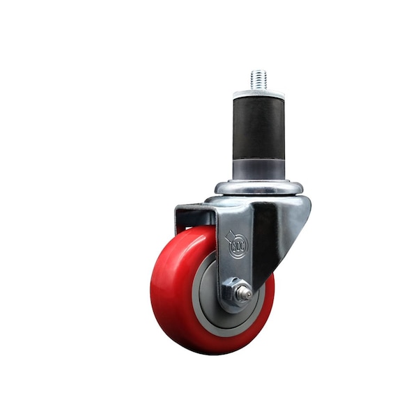 3'' Red Poly Wheel Swivel 1-5/8'' Expanding Stem Caster
